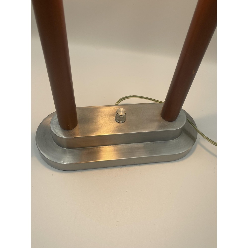 Vintage Art Neo Deco Modernist Table Lamp Frosted Glass Aluminum Post UL E127520 - Picture 3 of 8